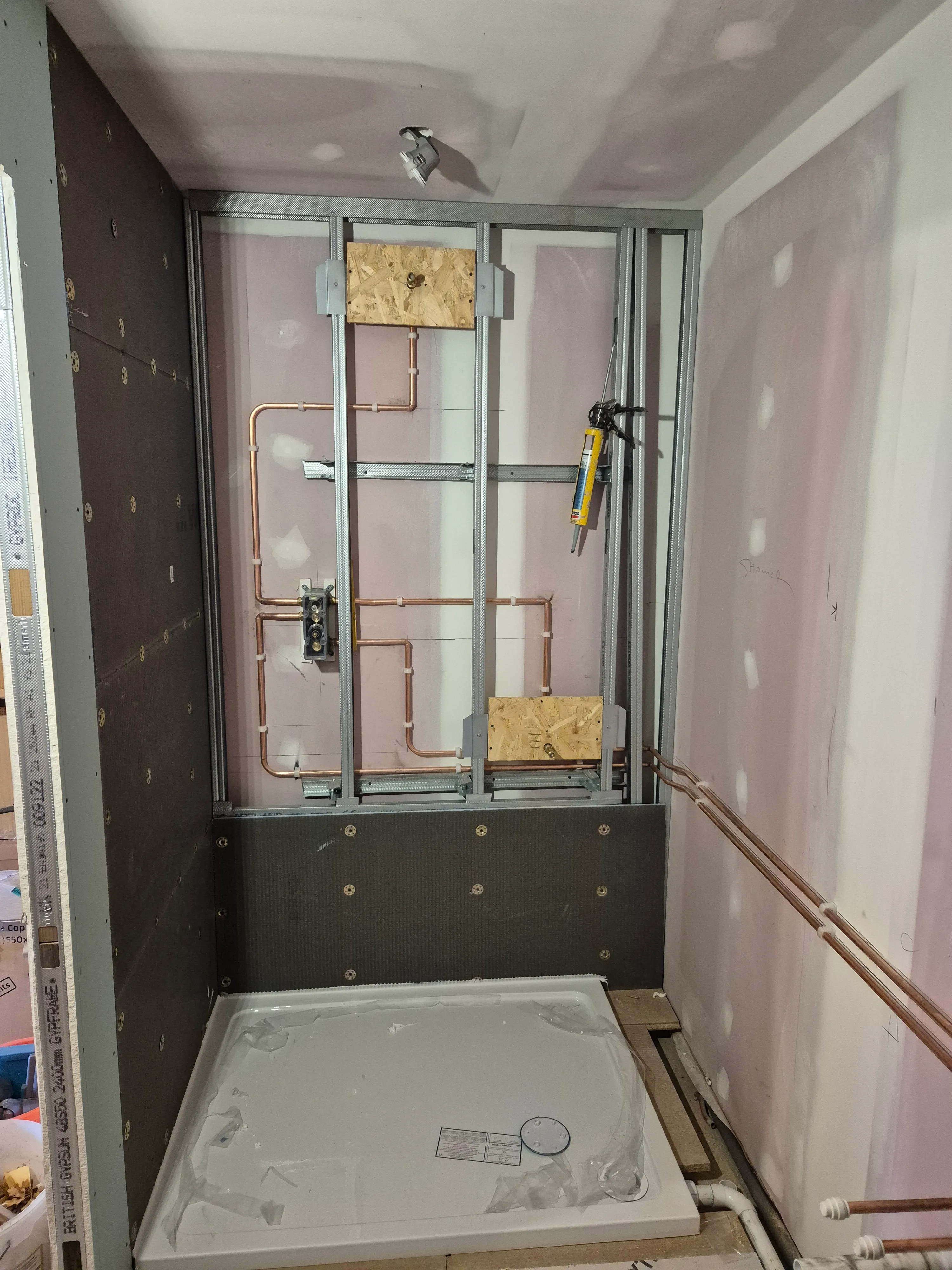 AC pipework being run before plasterboard goes up